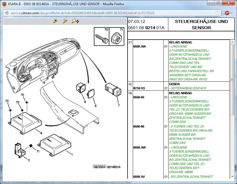 Steuerbox für Airbags, Xsara2