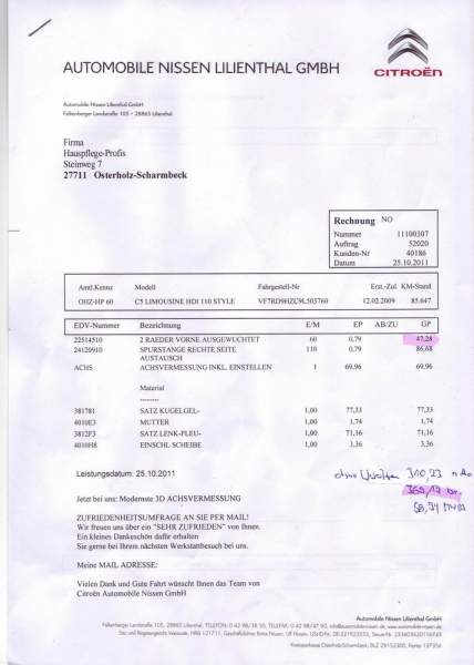 C5 HDI 170 Spurstange