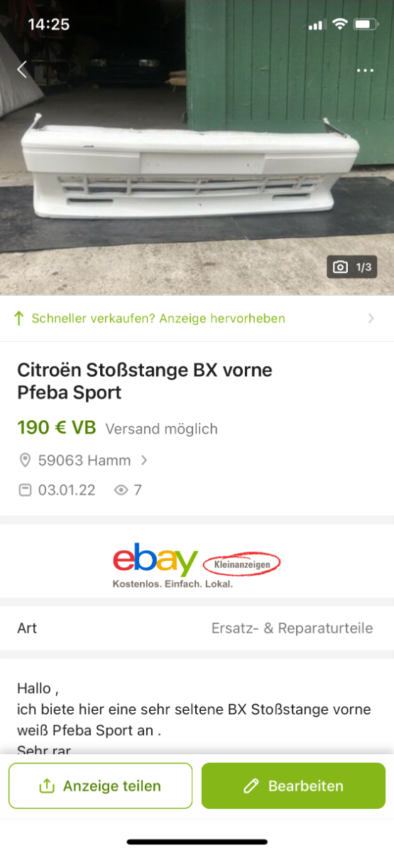 BX Pfeba Stoßstange vorne weiß