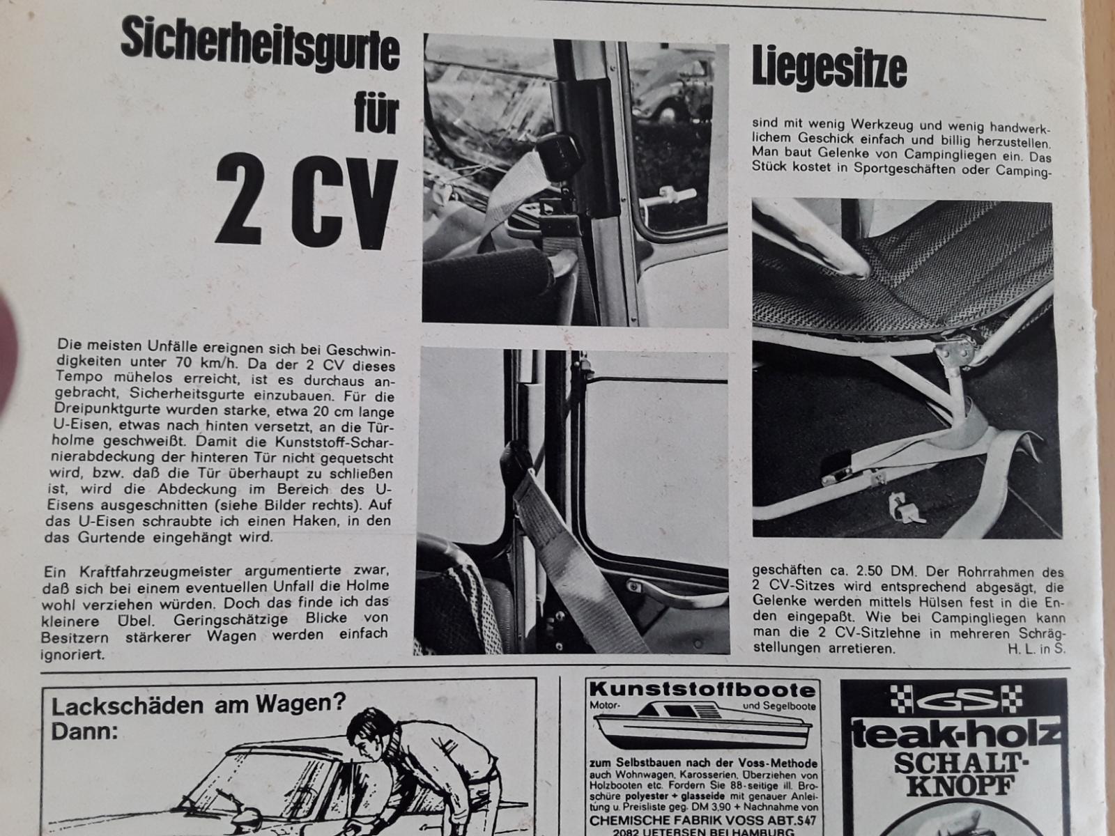 2CV Original Sitzbezug Vordersitz links (Rückenlehne mit 2