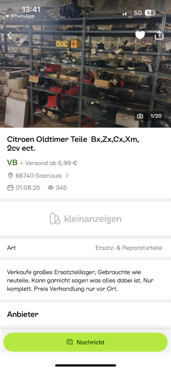Citroen Oldtimer Lager Auflösung
