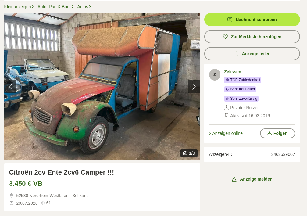Sichtung 2CV Wohnmobil